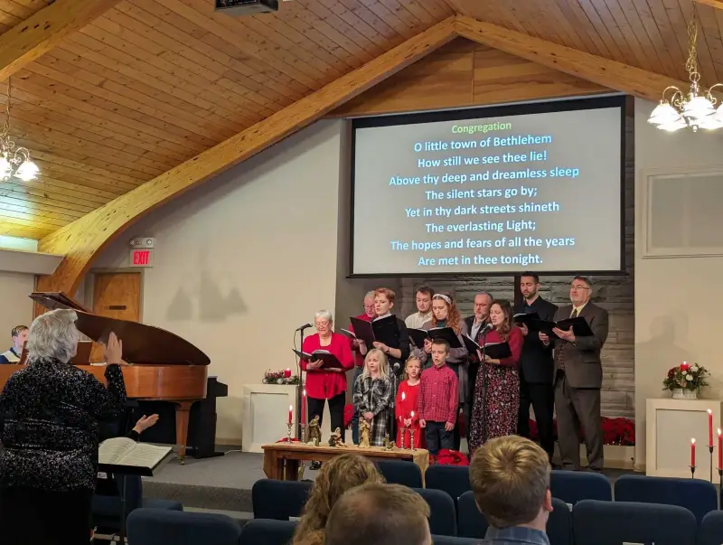 Singers leading worship at Grace Baptist Church