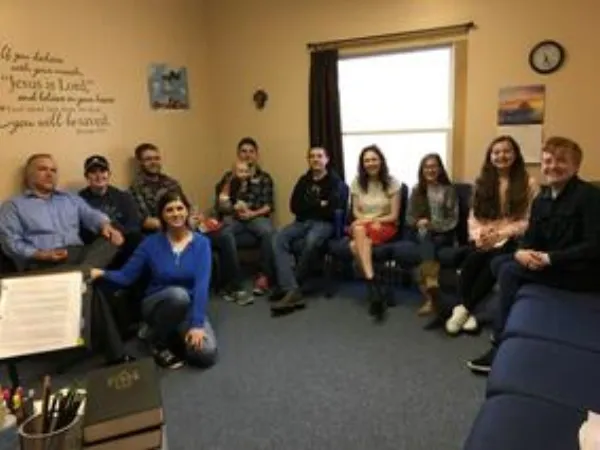 Young people sitting together in a Sunday class